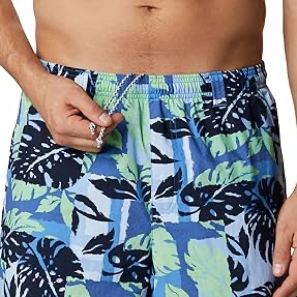 Columbia Blue and Green Tropical Print Board Swim Shorts